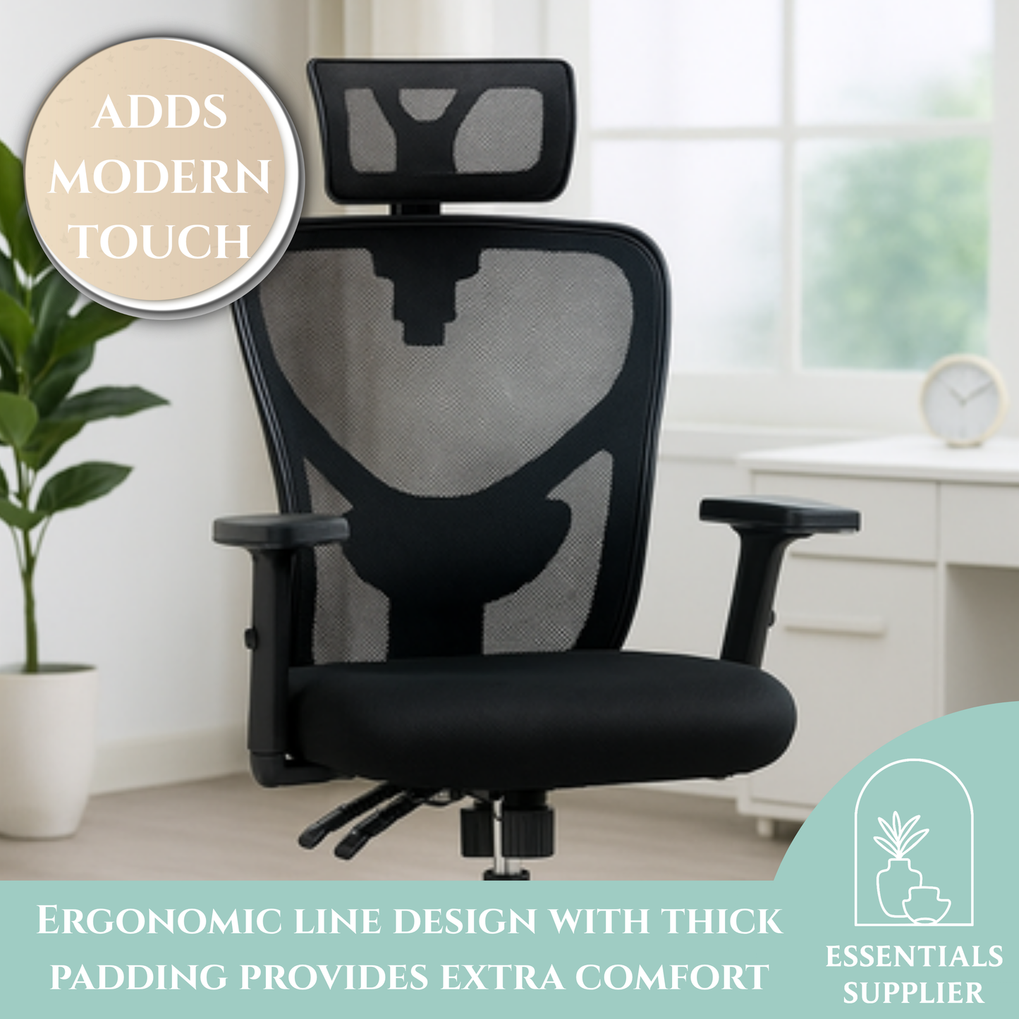 Ergonomic Mesh Massage Office Chair with Adjustable Armrests & Headrest