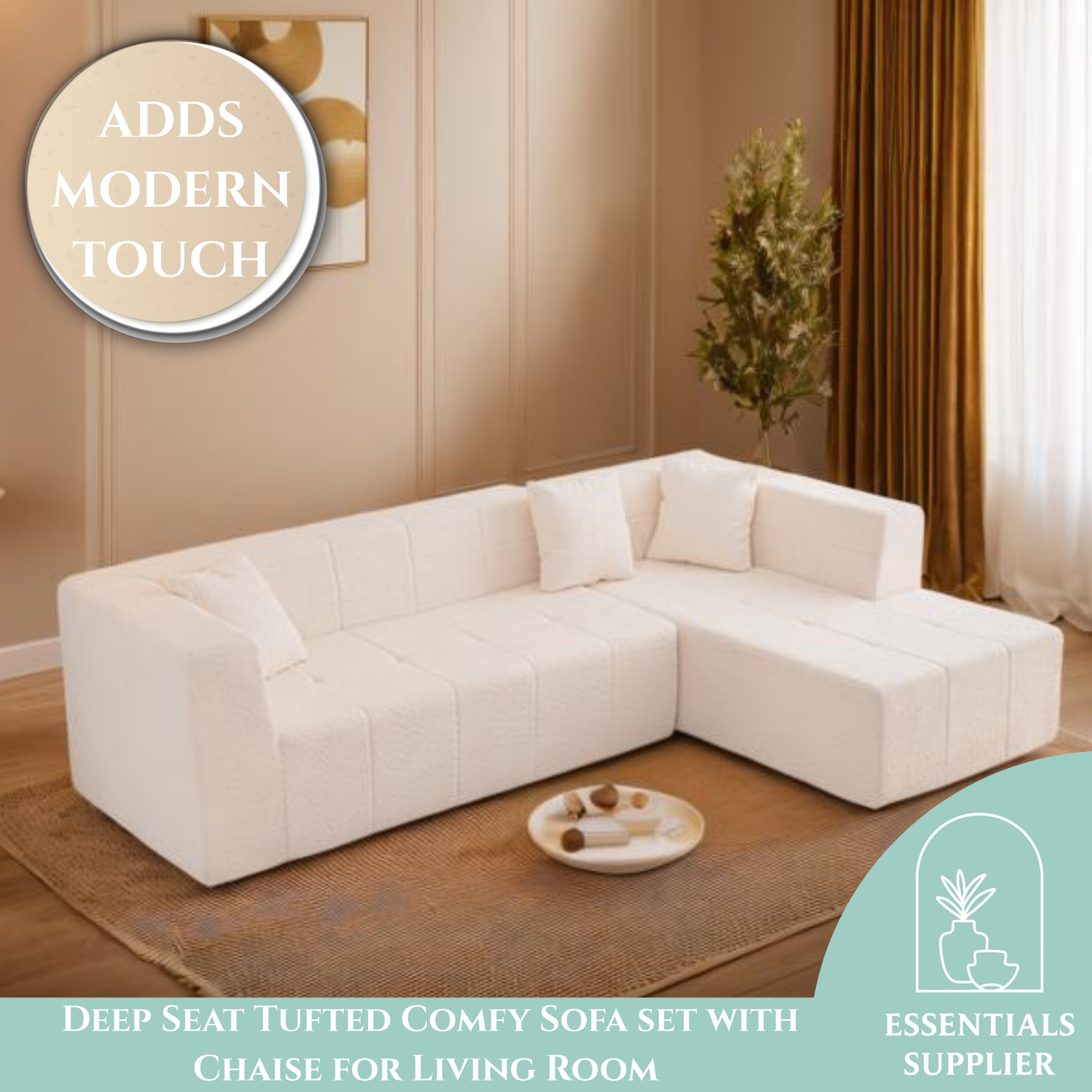 L-Shaped 105.5" Modular Sectional Sofa with Chaise