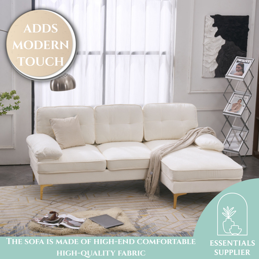 "Beige 3-Seater Modular Sofa – Simple, Stylish Indoor Seating"