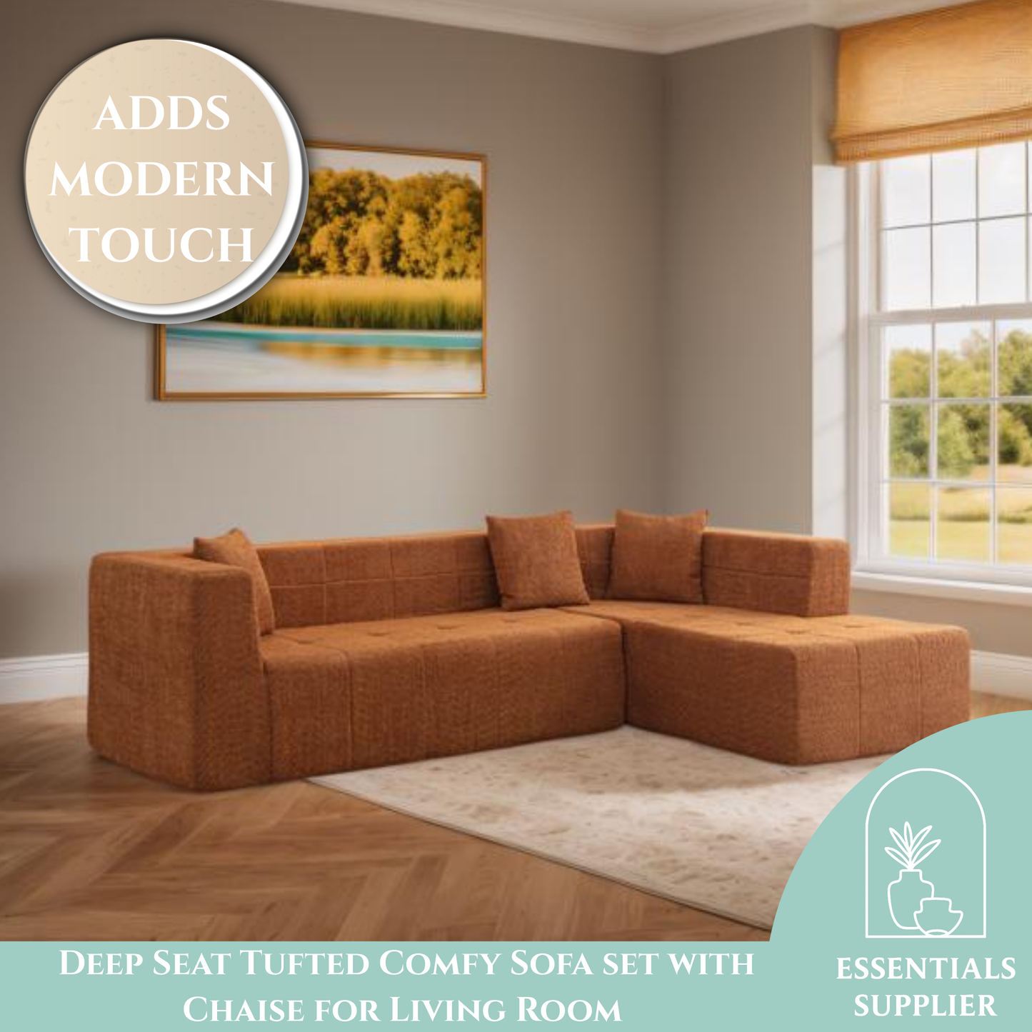 L-Shaped 105.5" Modular Sectional Sofa with Chaise
