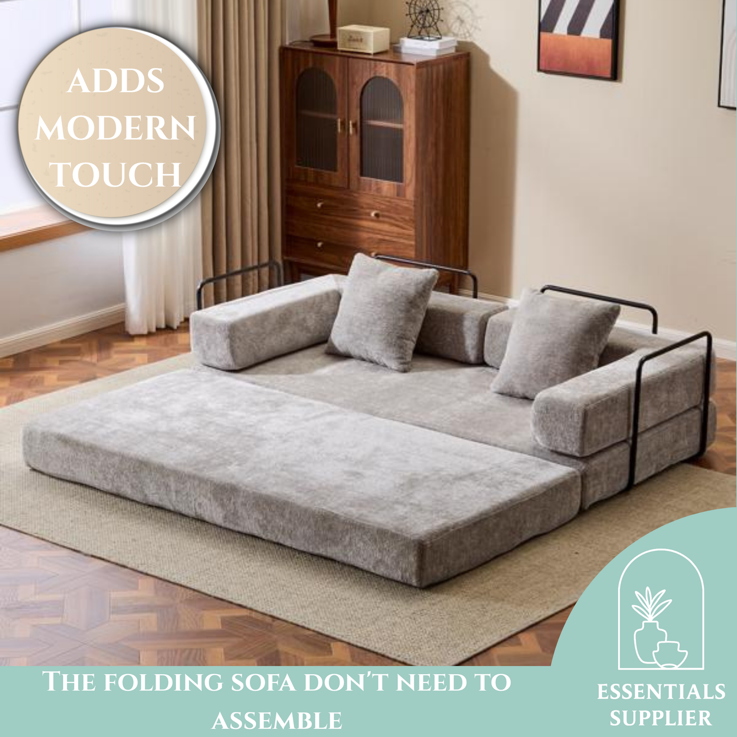 Convertible Corduroy Futon Sofa Bed – Foldable Floor Couch with Sponge Padding