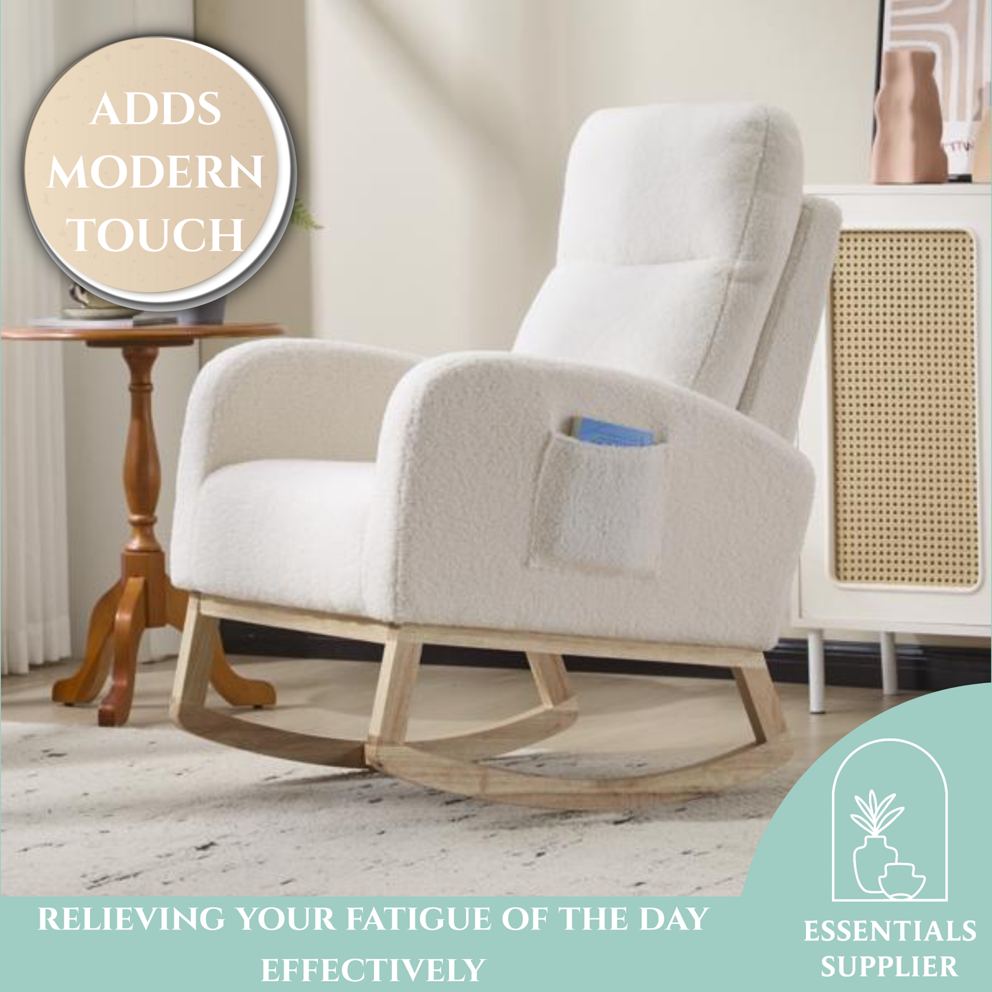 Modern High-Back Accent Rocking Chair – Nursery & Lounge Comfort