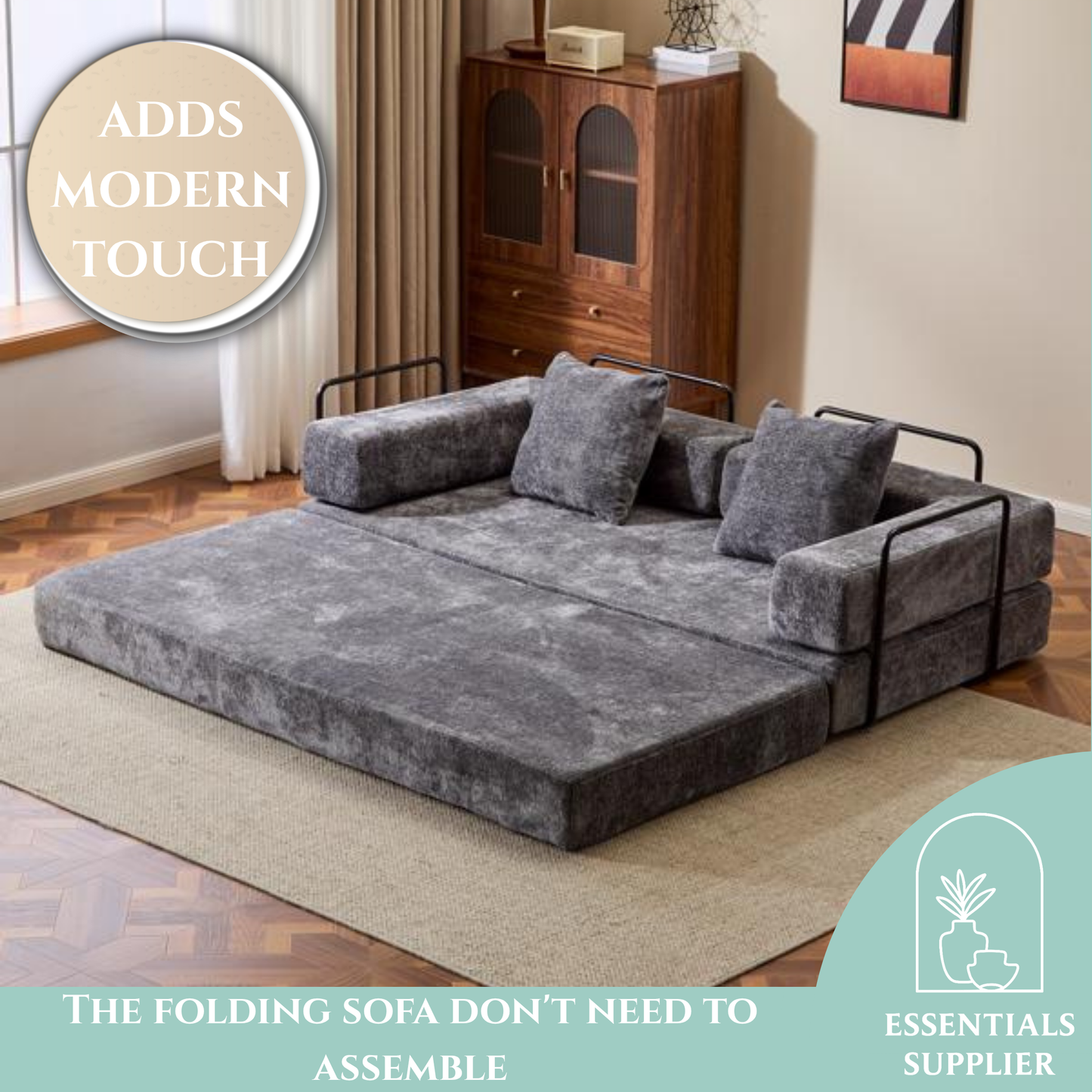 Convertible Corduroy Futon Sofa Bed – Foldable Floor Couch with Sponge Padding