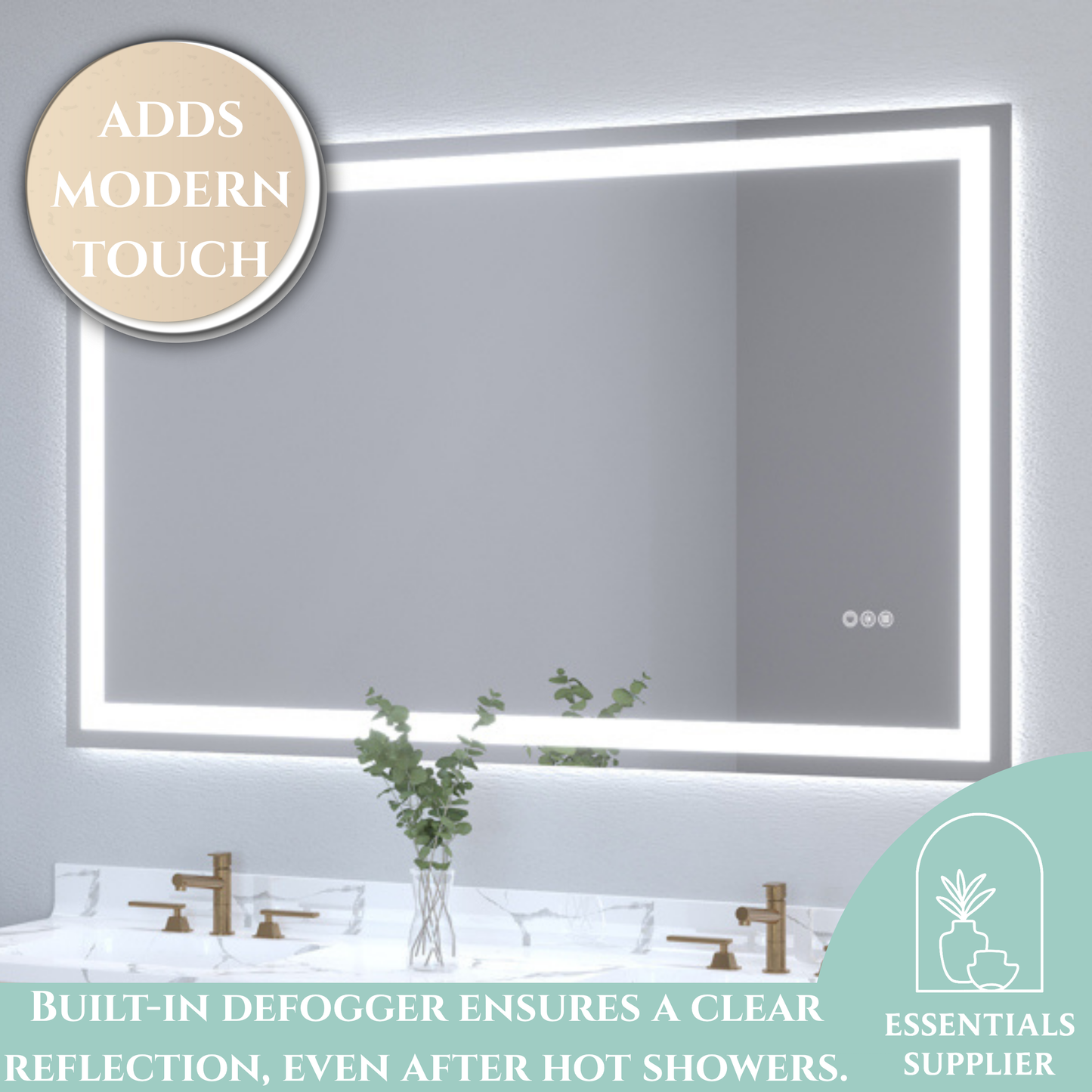 60x36" Dual LED Light Frameless Mirror – Front & Back Lighting