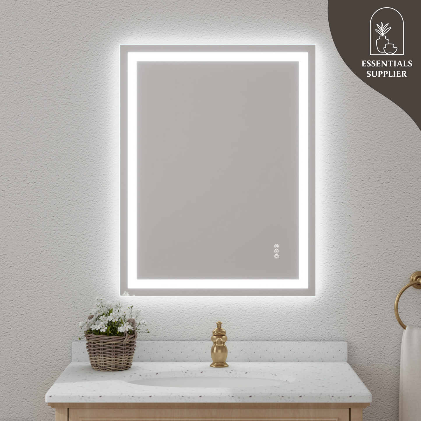 28x36" Dual LED Light Frameless Mirror – Front & Back Lighting