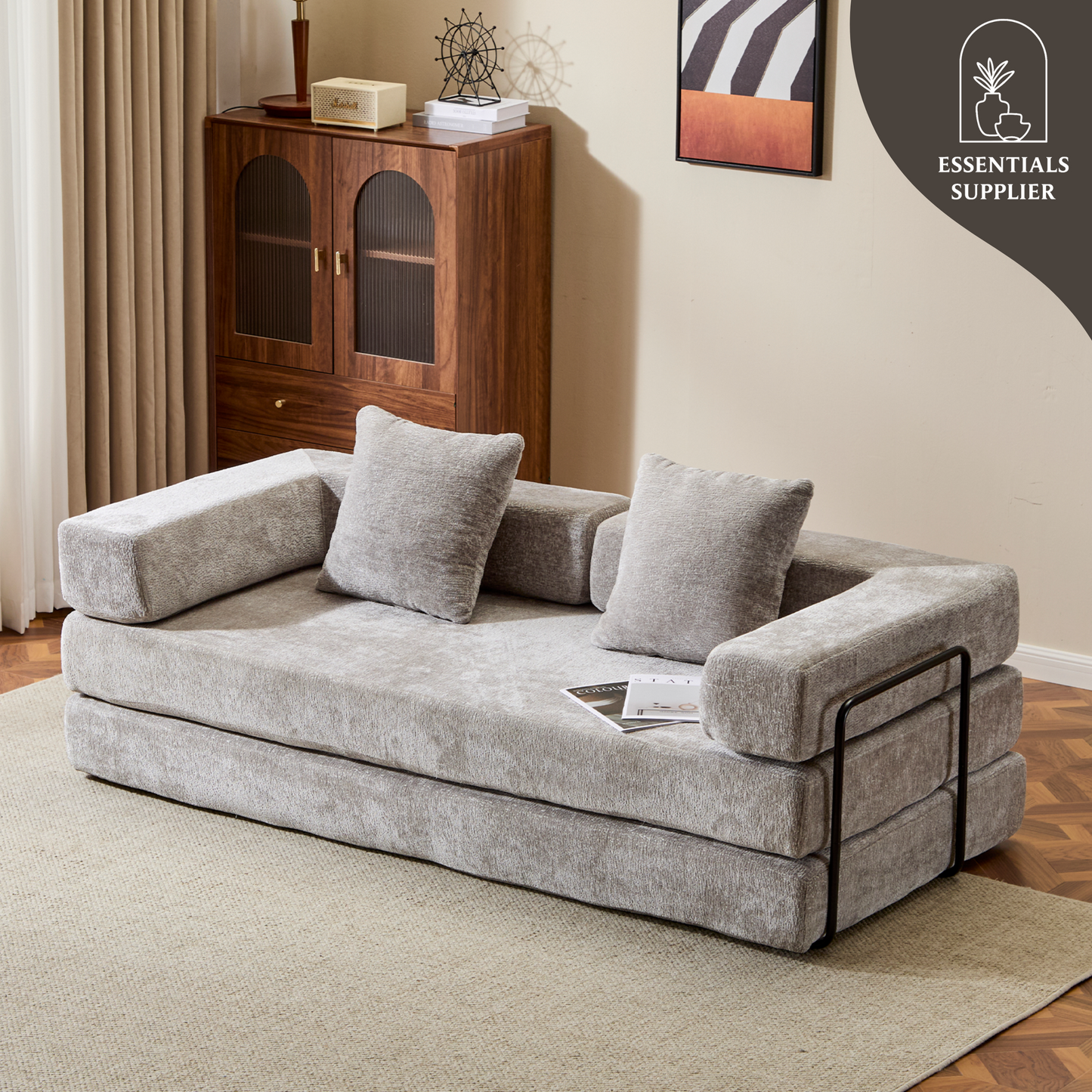 Convertible Corduroy Futon Sofa Bed – Foldable Floor Couch with Sponge Padding