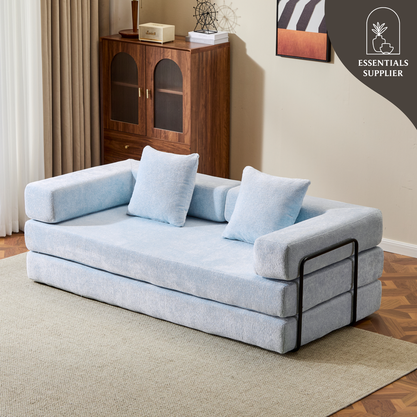 Convertible Corduroy Futon Sofa Bed – Foldable Floor Couch with Sponge Padding