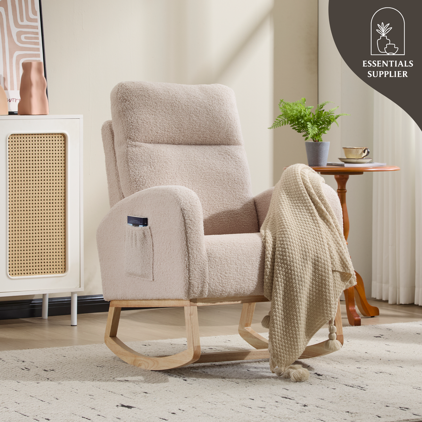 Modern High-Back Accent Rocking Chair – Nursery & Lounge Comfort
