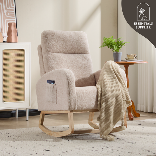Modern High-Back Accent Rocking Chair – Nursery & Lounge Comfort