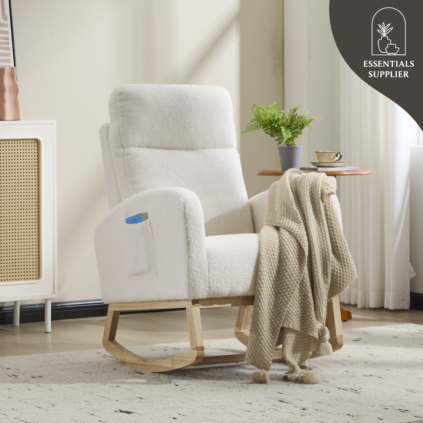 Modern High-Back Accent Rocking Chair – Nursery & Lounge Comfort