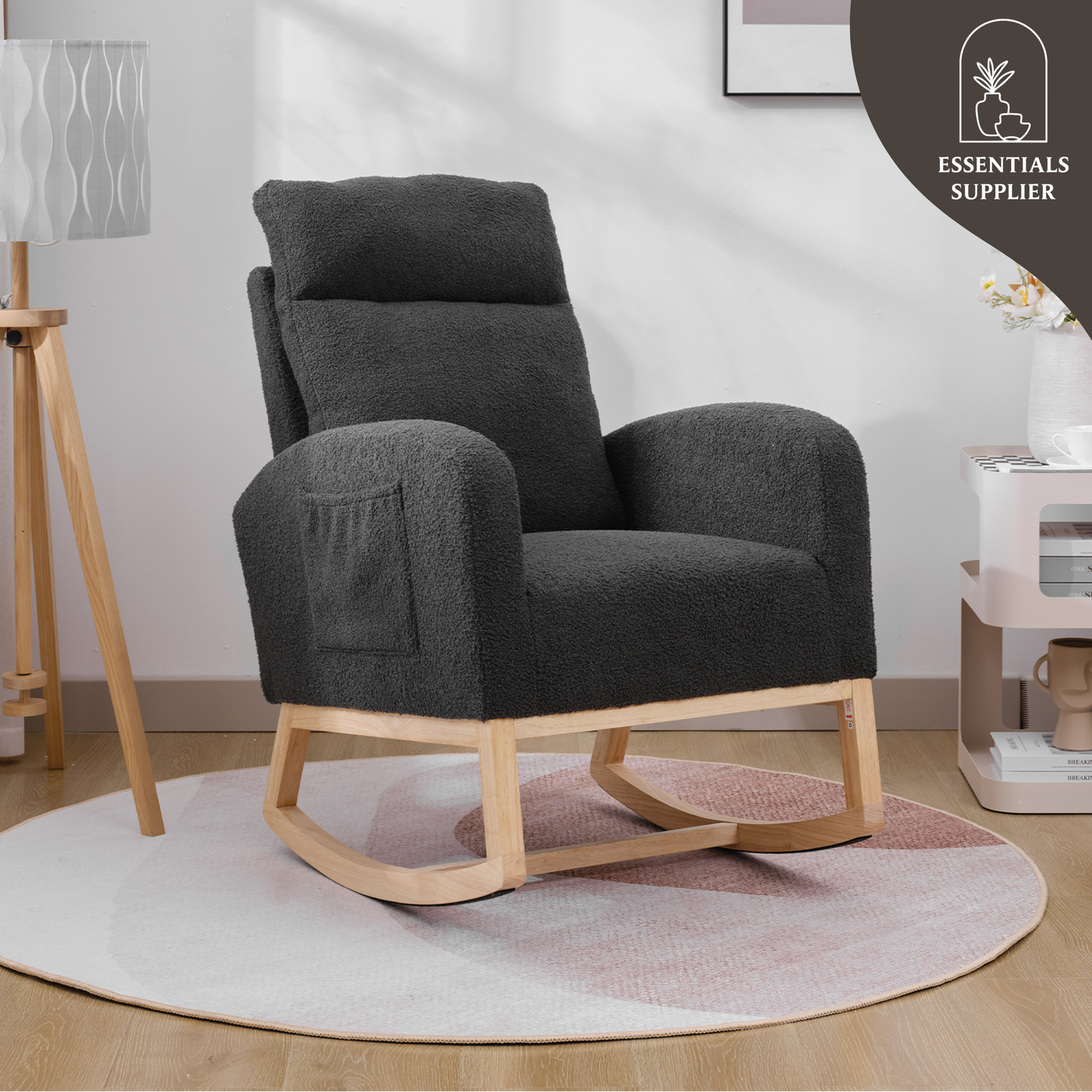 Modern High-Back Accent Rocking Chair – Nursery & Lounge Comfort