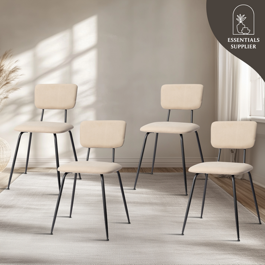 Set of 4 Modern White Padded Dining Chairs for Kitchen, Bar & Office Use