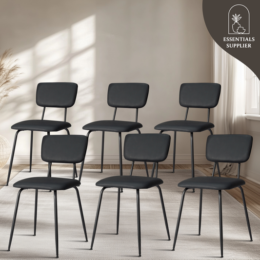 Set of 6 Modern Black Padded Dining Chairs for Kitchen, Bar & Office Use