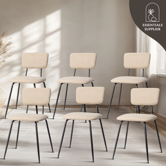 Set of 6 Modern White Padded Dining Chairs for Kitchen, Bar & Office Use