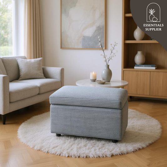 Dark Gray Corduroy Storage Ottoman Bench with Hidden Compartment – 24.8