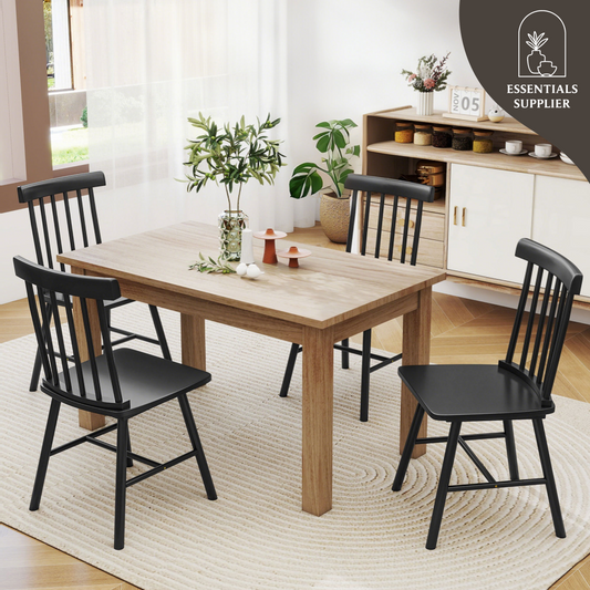 Black Wooden Farmhouse Dining Chairs – Set of 4