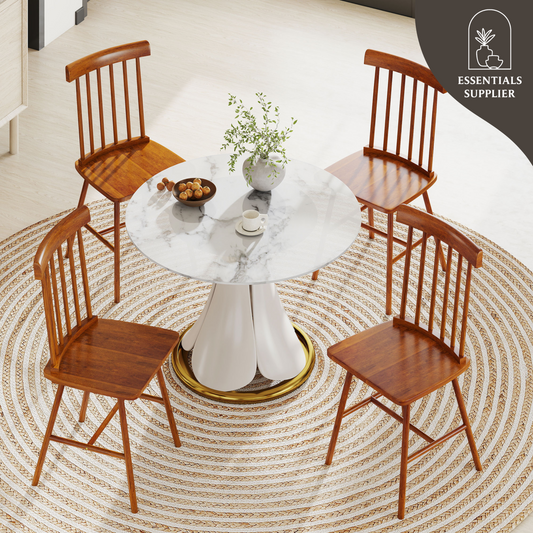 Light Brown Wooden Farmhouse Dining Chairs – Set of 4