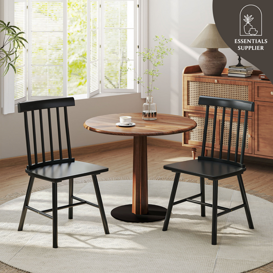 Black Wooden Farmhouse Dining Chairs – Set of 2