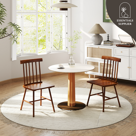 Light Brown Wooden Farmhouse Dining Chairs – Set of 2