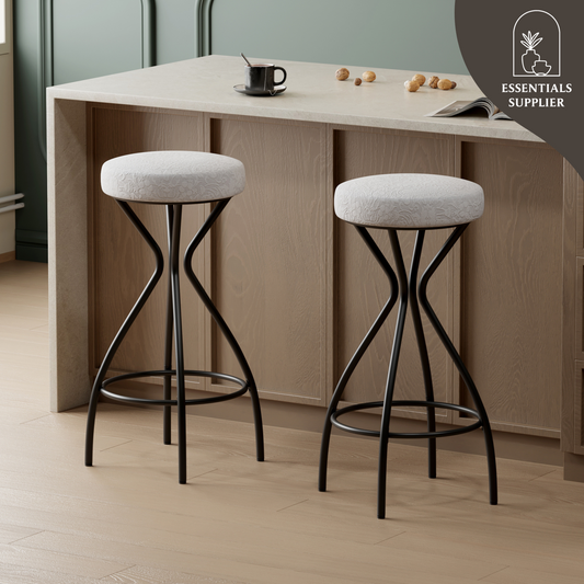 29" Floral Print Counter Height Bar Stools with Footrest – Set of 2 Upholstered