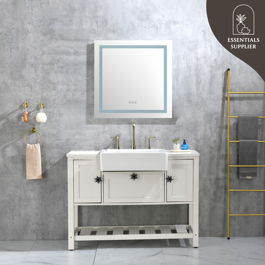 36x36" LED Bathroom Mirror with Frontlit & Backlit, Anti-Fog, Dimmable, 3 Colors