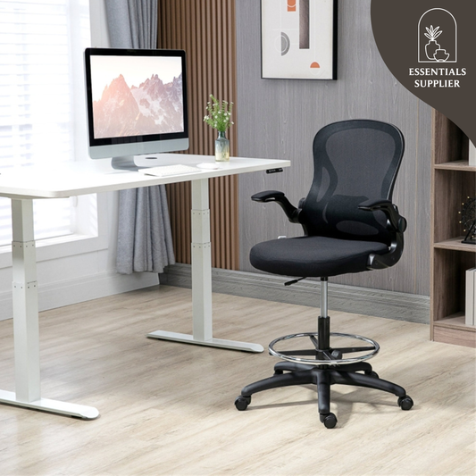 Ergonomic Mesh Drafting Chair with Lumbar Support & Adjustable Footrest