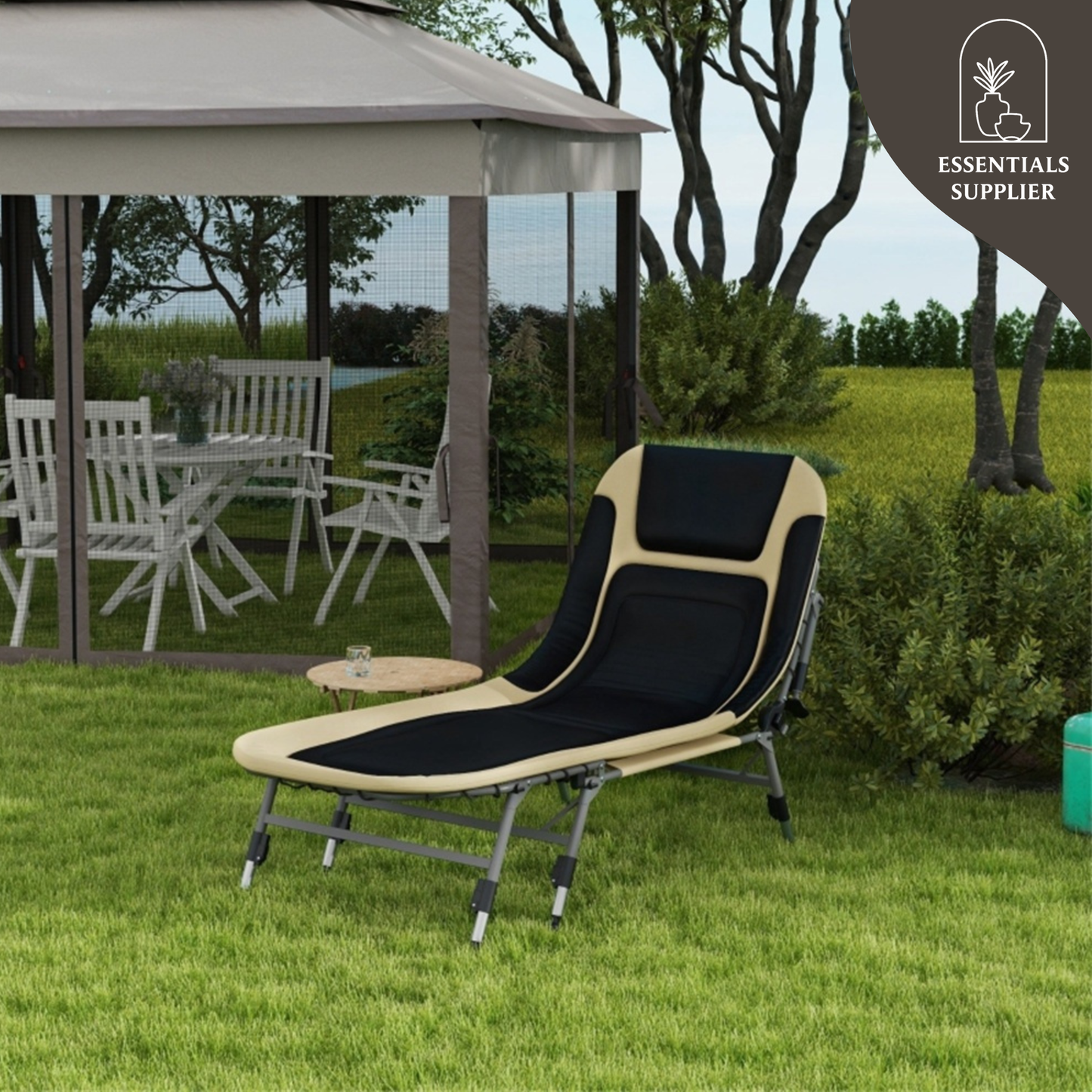 Adjustable Reclining Camping Cot with Pillow & 396 lbs Weight Capacity