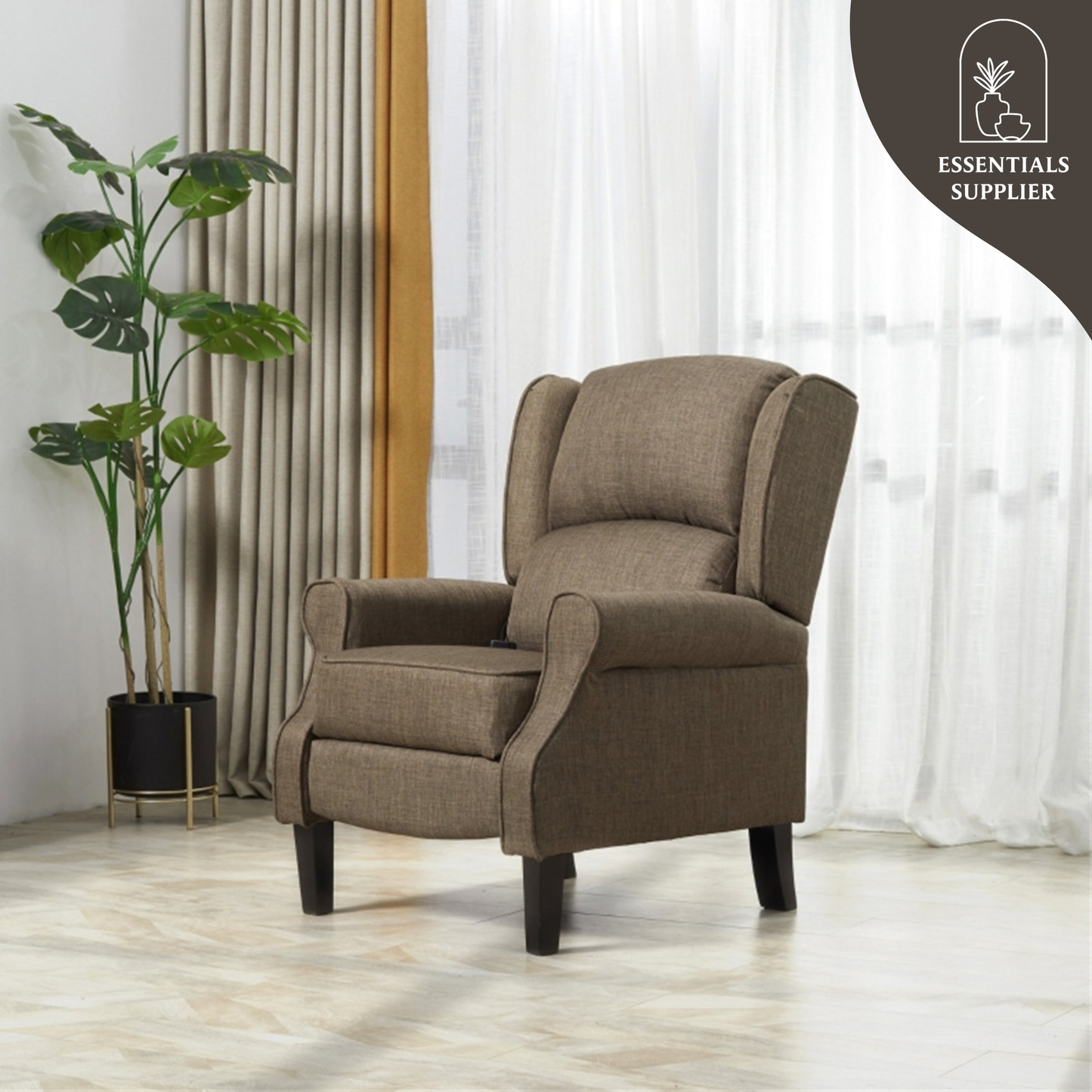 Heated Massage Recliner Chair with Lumbar Support – Manual Pushback, Brown