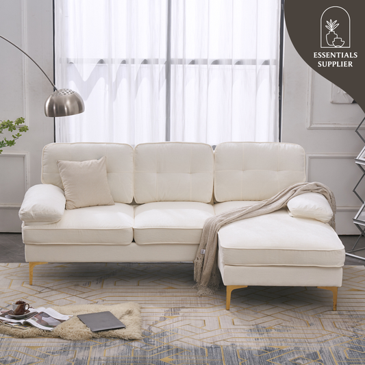 "Beige 3-Seater Modular Sofa – Simple, Stylish Indoor Seating"