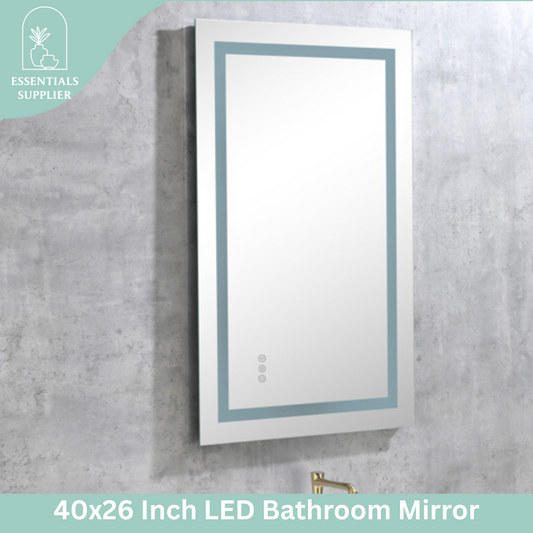 40x26" LED Bathroom Mirror with Frontlit & Backlit, Anti-Fog, Dimmable, 3 Colors