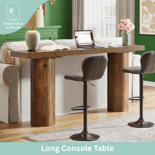 63" Rustic Farmhouse Bar Console Table – Narrow Counter Height Sofa Accent
