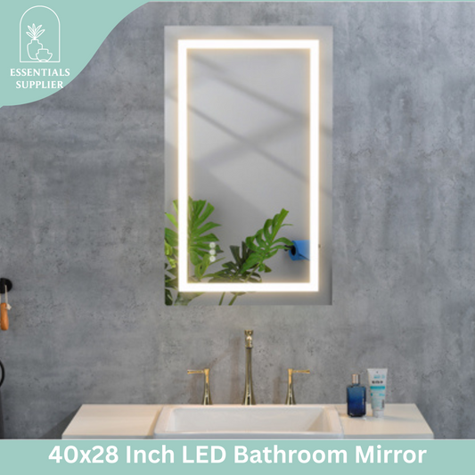 40x28" LED Bathroom Mirror with Frontlit & Backlit, Anti-Fog, Dimmable, 3 Colors