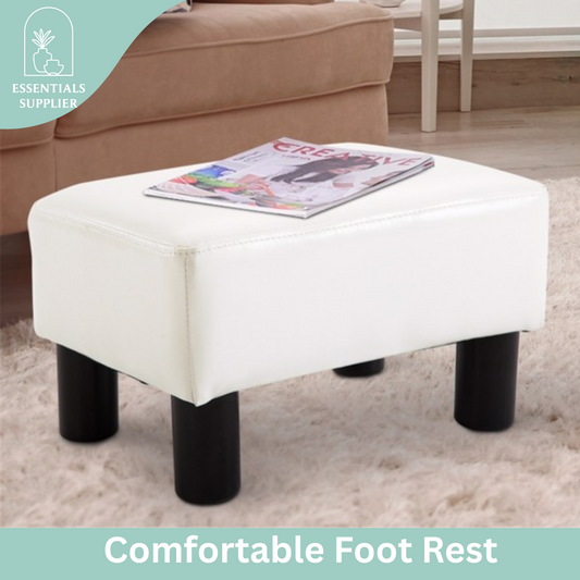 White Faux Leather Foot Rest Ottoman – Chic, Lightweight & Durable