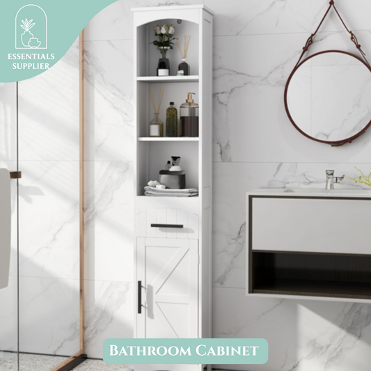 Bathroom Cabinet with 3 Open Storage Compartments, White