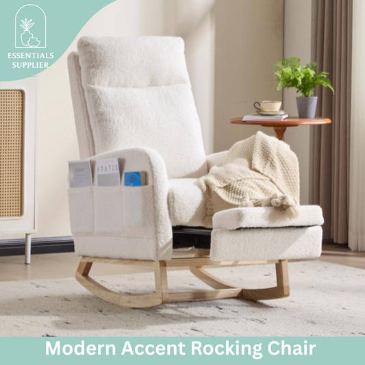 Modern Rocking Accent Chair with High Back, Soft Fabric & 300 lb Weight Capacity