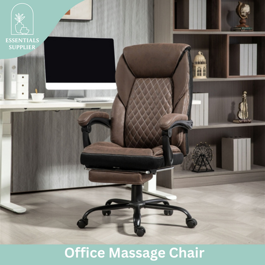 Dark Brown High-Back Reclining Office Chair with Footrest & Microfiber Upholstery