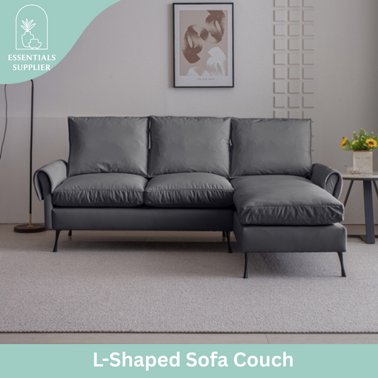 81" Modern L-Shaped Sofa with Reversible Chaise – Tech Leather Couch