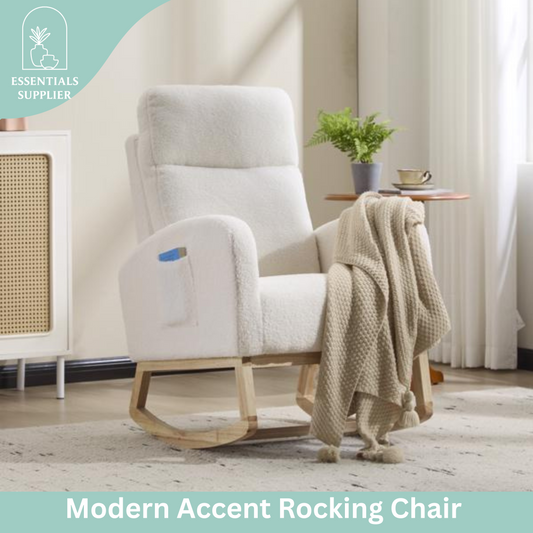 Modern High-Back Accent Rocking Chair – Nursery & Lounge Comfort