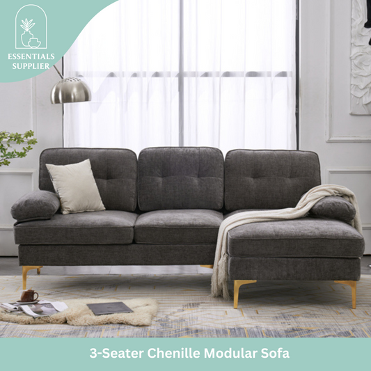Dark Gray 3-Seater Modular Sofa – Simple, Stylish Indoor Seating