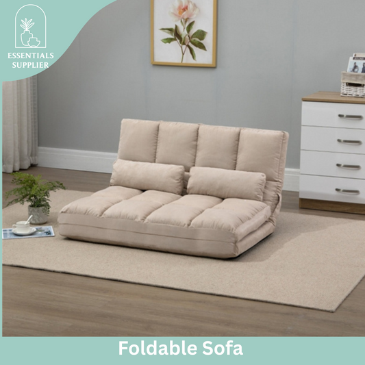3-in-1 Adjustable Floor Sofa Bed with Backrest & Headrest – Beige