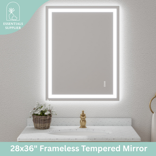 28x36" Dual LED Light Frameless Mirror – Front & Back Lighting