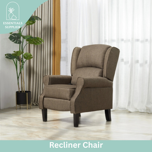 Heated Massage Recliner Chair with Lumbar Support – Manual Pushback, Brown