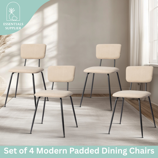Set of 4 Modern White Padded Dining Chairs for Kitchen, Bar & Office Use