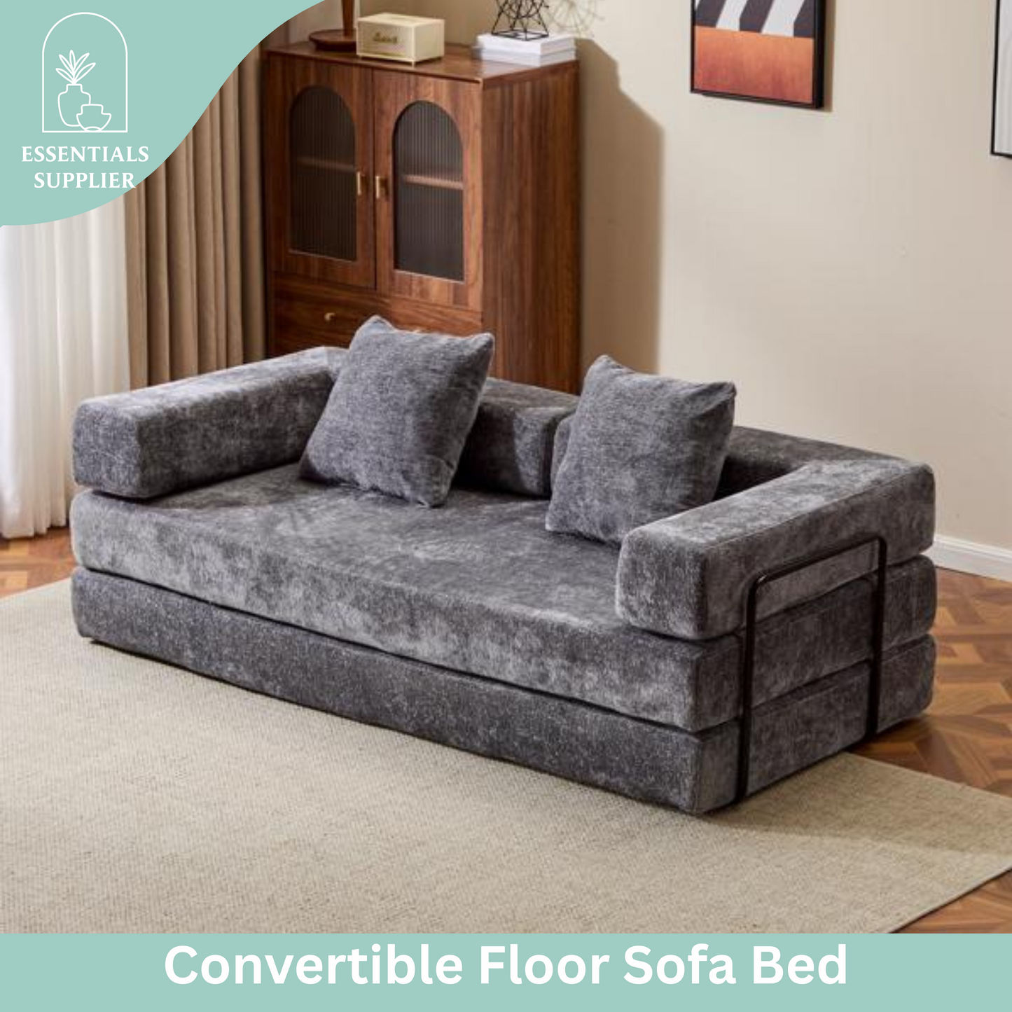 Convertible Corduroy Futon Sofa Bed – Foldable Floor Couch with Sponge Padding