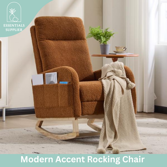 Modern Rocking Accent Chair with High Back, Soft Fabric & 300 lb Weight Capacity