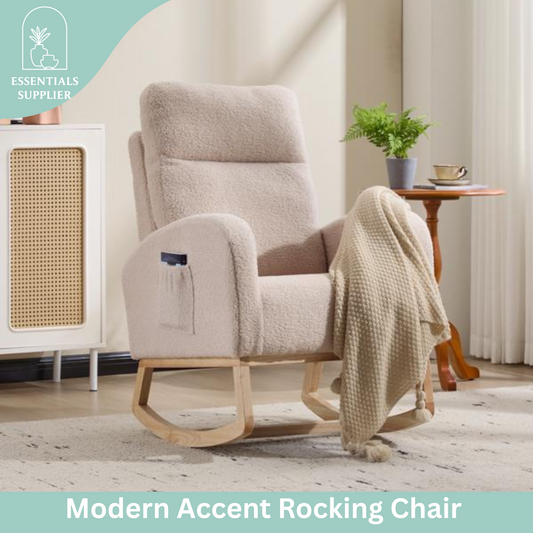 Modern High-Back Accent Rocking Chair – Nursery & Lounge Comfort
