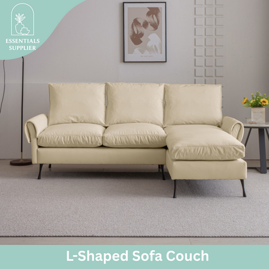 81" Modern L-Shaped Sofa with Reversible Chaise – Tech Leather Couch