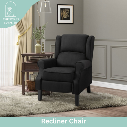 Heated Massage Recliner Chair with Lumbar Support – Manual Pushback, Black