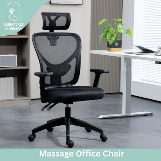 Ergonomic Mesh Massage Office Chair with Adjustable Armrests & Headrest