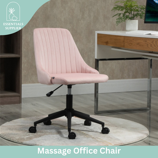 Pink Velvet Scallop Swivel Office Chair – Adjustable Height & Chic Design